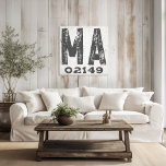 Farmhouse Rustic State Zip Code Massachusetts Canvas Print<br><div class="desc">This rustic sign is a simple way to display your love for home. The zip code can be personalized with any zip code in the state. Makes a great gift. Created by Simply Farmhouse Press.</div>