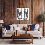 Farmhouse Rustic State Zip Code Minnesota Canvas Print<br><div class="desc">This rustic sign is a simple way to display your love for home. The zip code can be personalized with any zip code in the state. Makes a great gift. Created by Simply Farmhouse Press.</div>