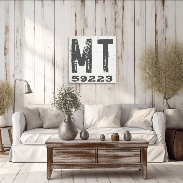 Farmhouse Rustic State Zip Code Montana Canvas Print (Creator Uploaded)