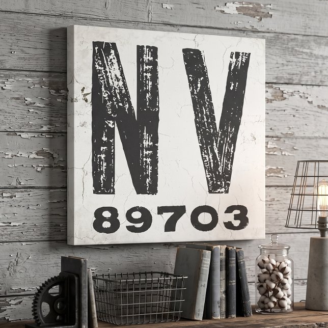 Farmhouse Rustic State Zip Code Nevada Canvas Print (Creator Uploaded)