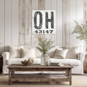 Farmhouse Rustic State Zip Code Ohio Canvas Print