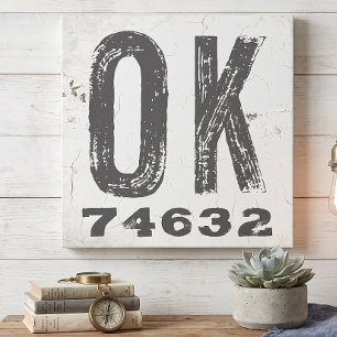 Farmhouse Rustic State Zip Code Oklahoma Canvas Print