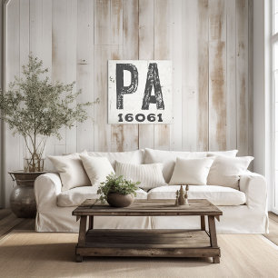 Farmhouse Rustic State Zip Code Pennsylvania Canvas Print