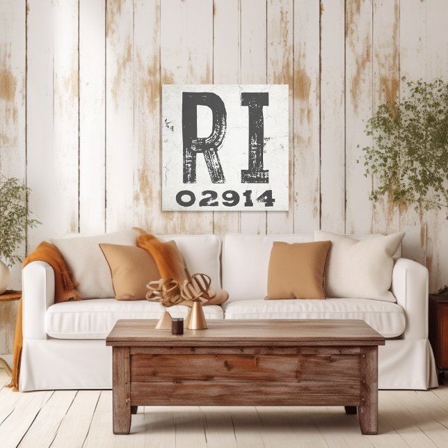Farmhouse Rustic State Zip Code Rhode Island Canvas Print (Creator Uploaded)
