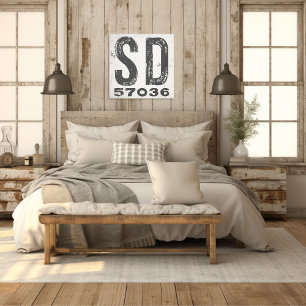 Farmhouse Rustic State Zip Code South Dakota Canvas Print