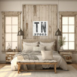 Farmhouse Rustic State Zip Code Tennessee Canvas Print<br><div class="desc">This rustic sign is a simple way to display your love for home. The zip code can be personalized with any zip code in the state. Makes a great gift. Created by Simply Farmhouse Press.</div>