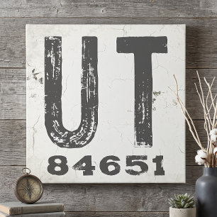 Farmhouse Rustic State Zip Code Utah Canvas Print