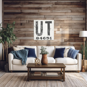 Farmhouse Rustic State Zip Code Utah Canvas Print