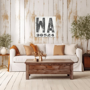 Farmhouse Rustic State Zip Code Washington Canvas Print