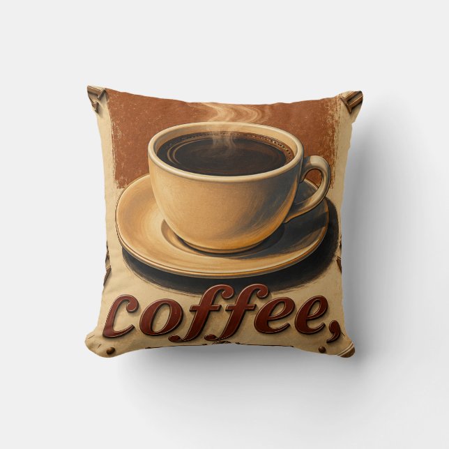  Farmhouse Rustic Vintage Kitchen Coffee Cup  Throw Pillow (Front)