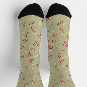 Farmhouse sage green rustic foliage pattern cute socks