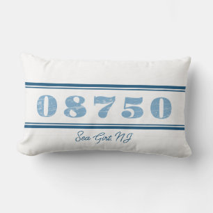 Farmhouse Sea Girt Beach Town Custom Zip Code Lum Lumbar Pillow
