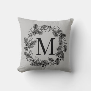 Farmhouse Signature Christmas Wreath  Throw Pillow
