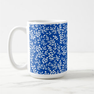 Farmhouse simple floral pattern on blue  coffee mug
