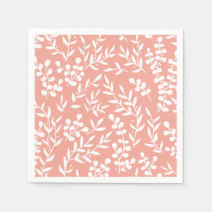 Farmhouse simple floral pattern on pink napkin