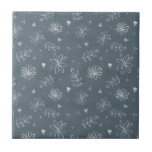 Farmhouse Slate Blue Hand Drawn Ceramic Tile<br><div class="desc">Sweet hand drawn white flowers and leaves on a slate blue farmhouse background. 100% customer satisfaction with "Zazzle" every day.</div>