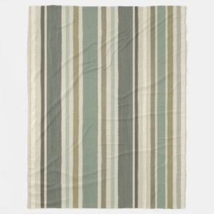 Farmhouse Soft Green Mustard Grey Brown Stripe Fleece Blanket