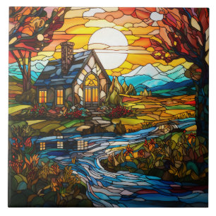 Farmhouse Stained Glass  Tile