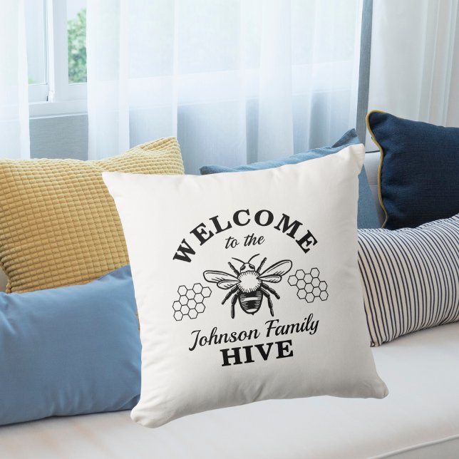 Farmhouse Stenciled Welcome to Our Hive Pillow  (Creator Uploaded)