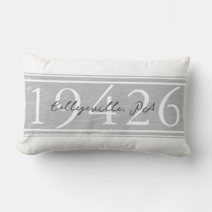Farmhouse Stripes Personalized Zip Code Lumbar Pil Pillow