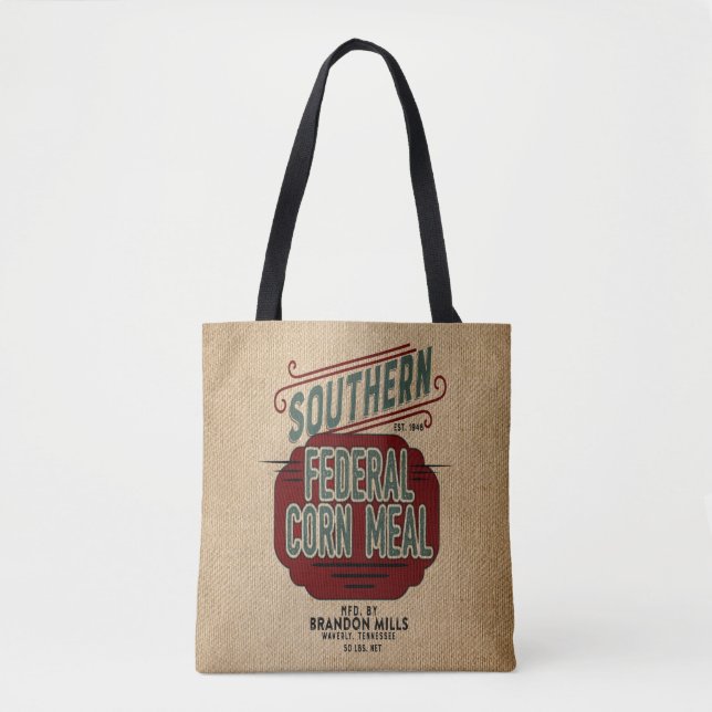 Farmhouse Style Burlap Feed Sack Flour Sack Grain Tote Bag (Front)