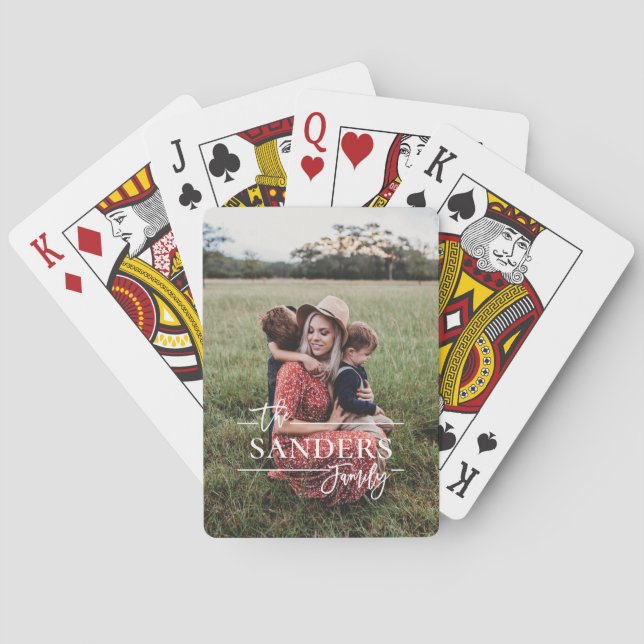 Farmhouse Style Family Name Photo Playing Cards (Back)