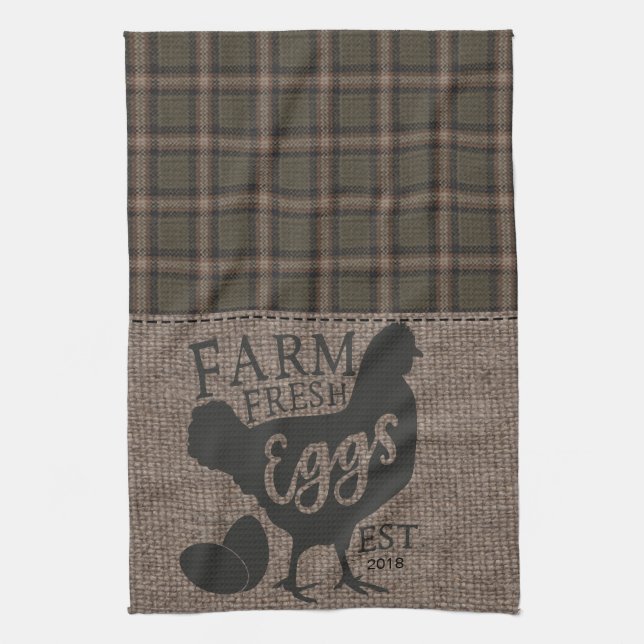 Farmhouse Style Farm Fresh Personalized Dishtowel Kitchen Towel (Vertical)
