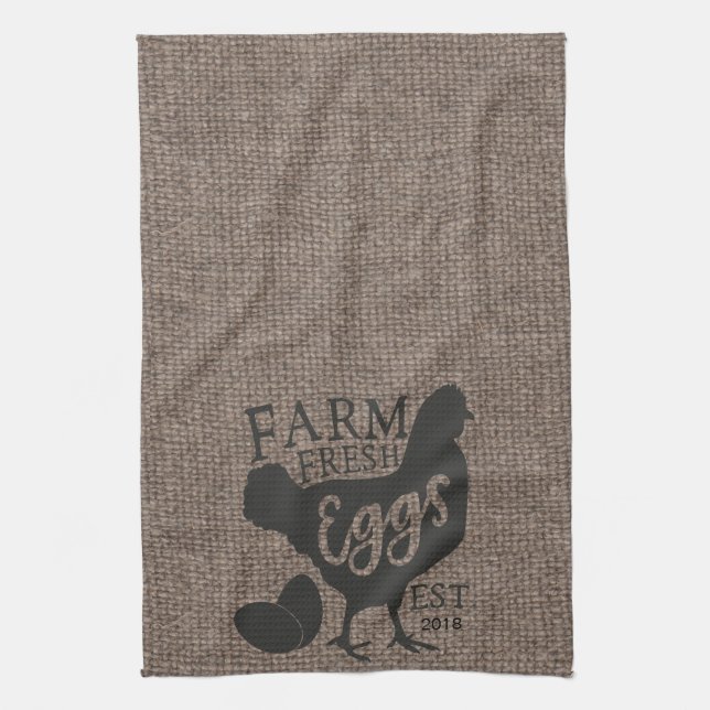 Farmhouse Style Farm Fresh Personalized Dishtowel Kitchen Towel (Vertical)