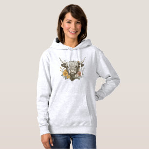 Farmhouse Style Highland Cow Graphic Hoodie