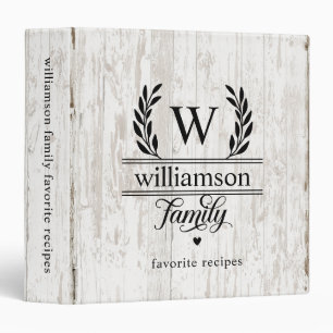 Farmhouse Style Laurel Monogrammed Family Name Binder