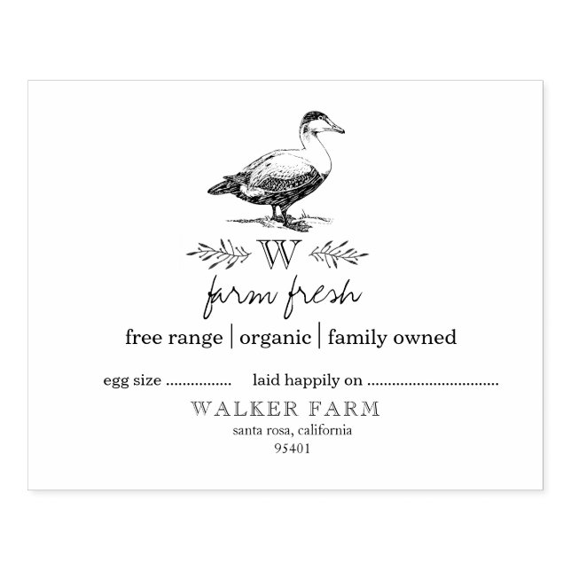Farmhouse Style Monogram Duck Egg Carton Stamp (Imprint)