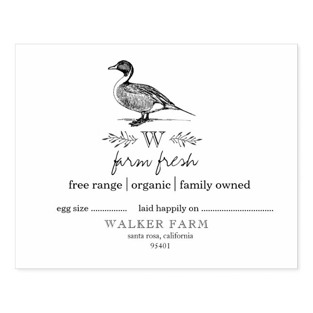 Farmhouse Style Monogram Duck Egg Carton Stamp (Imprint)