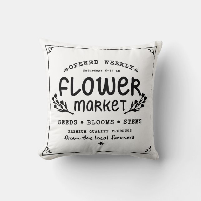 Farmhouse style pillow - Flower Market (Front)