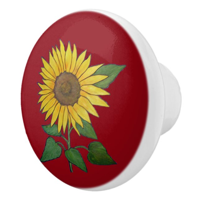 Farmhouse Sunflower Ceramic pull/knob Ceramic Knob (Right)