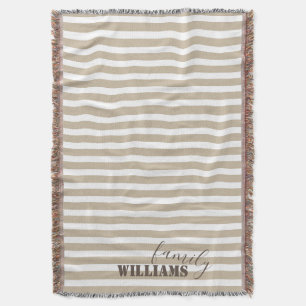Farmhouse Tan Stripes Throw Blanket