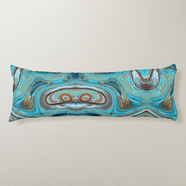 farmhouse  teal blue Woodgrain turquoise swirls Body Pillow (Front)