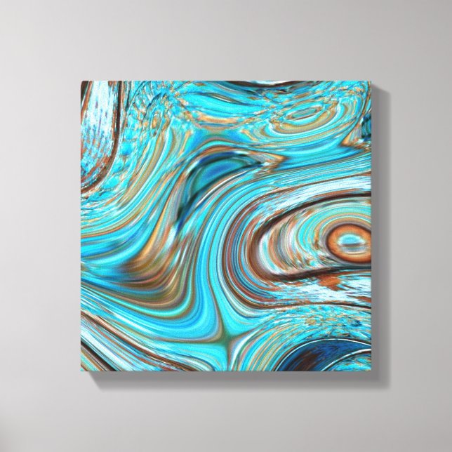 farmhouse  teal blue Woodgrain turquoise swirls Canvas Print (Front)