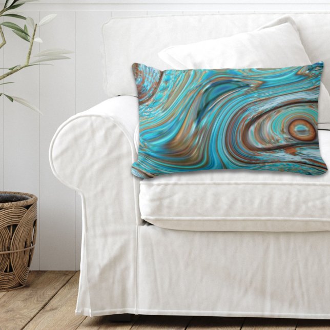 farmhouse  teal blue Woodgrain turquoise swirls Lumbar Pillow (farmhouse teal blue Woodgrain turquoise swirls Lumbar Pillow)
