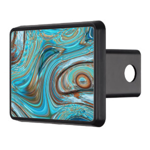farmhouse teal blue Woodgrain turquoise swirls Trailer Hitch Cover