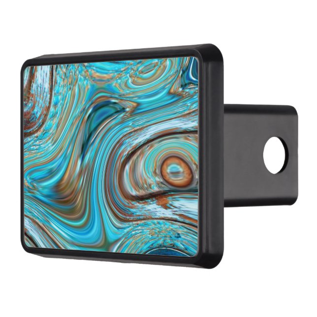 farmhouse  teal blue Woodgrain turquoise swirls Trailer Hitch Cover (Left)