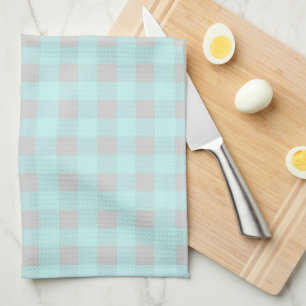 Farmhouse Teal Plaid Cow Monogram Kitchen Towel