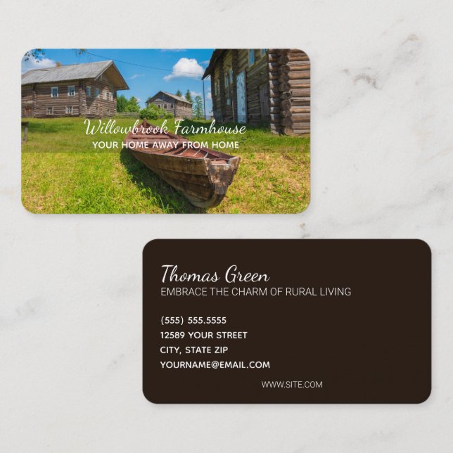 Farmhouse Vacation Rental Custom Photo Business Card (Front/Back)