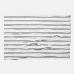 Farmhouse Vintage French Ticking Stripe Blue Grey Kitchen Towel