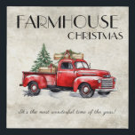 Farmhouse Vintage Rustic Red Truck Christmas Faux Canvas Print<br><div class="desc">Rustic farmhouse Christmas red rustic truck with Christmas tree and presents in the bed. As sweet as can be for the holiday season. So different and unique. A one-of-a-kind piece. “It’s the most wonderful time of the year” sentiment on the bottom of this quaint wall decor. Perfect for any home...</div>