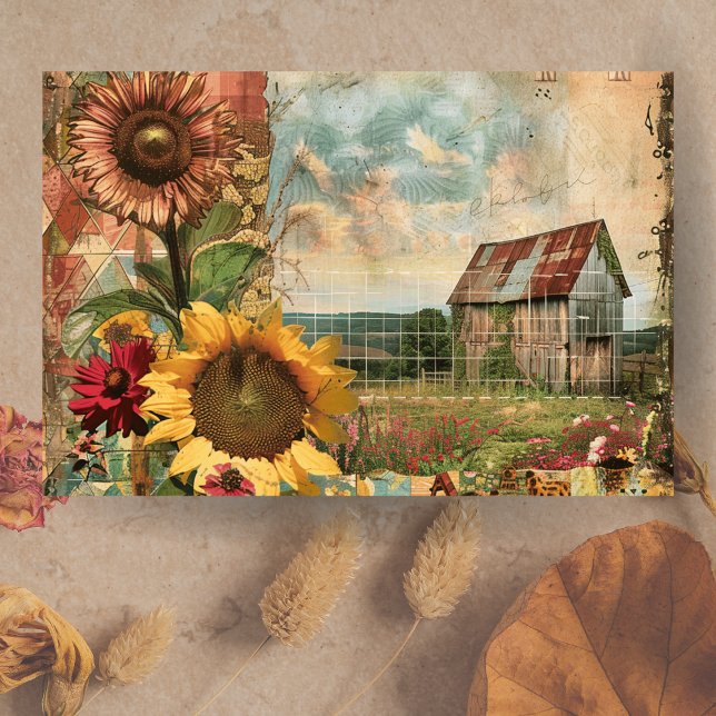 Farmhouse Vintage Rustic Sunflower Decoupage Tissue Paper (Farmhouse Vintage Rustic Sunflower Decoupage Tissue Paper)