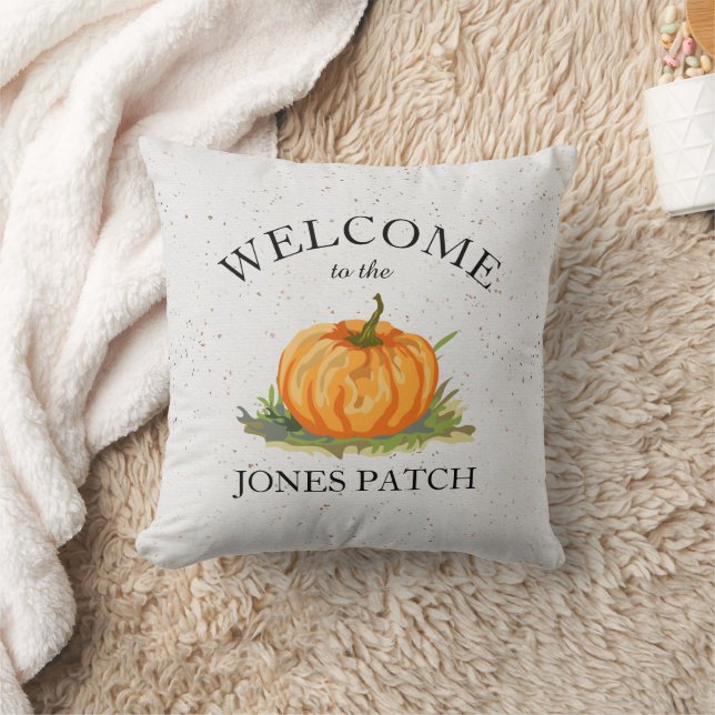 Farmhouse Welcome to Our Pumpkin Patch Signature  Throw Pillow (Blanket)