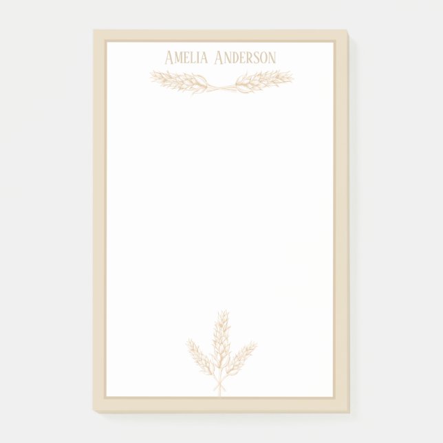 Farmhouse Wheat Stalks | Personalized Post-it Notes (Front)