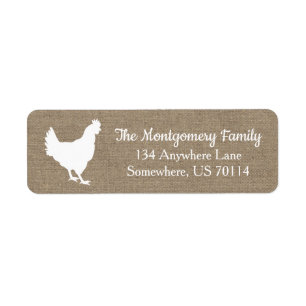 Farmhouse White Chicken Silhouette & Faux Burlap