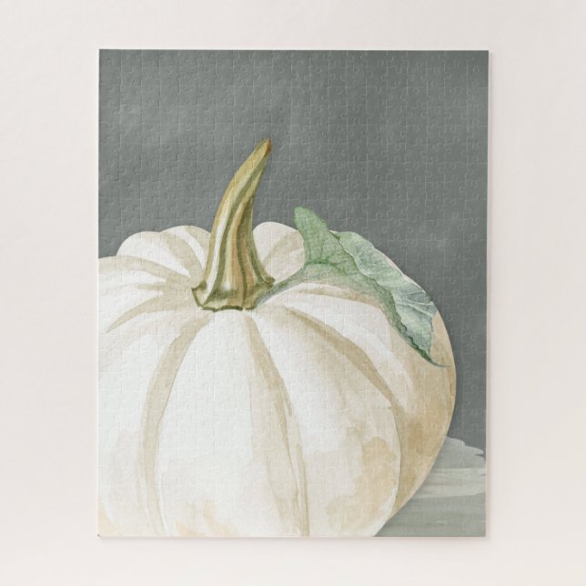 Farmhouse white fall pumpkin jigsaw puzzle (Vertical)