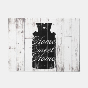 Farmhouse White Wood Rustic Milk Jug Home Sweet Doormat